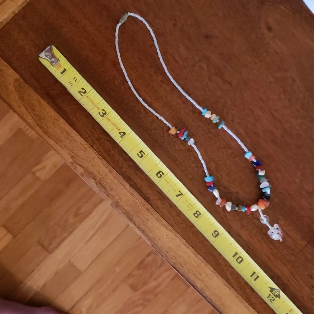 Glows in dark glass and stone bead necklace - Picture 3 of 5